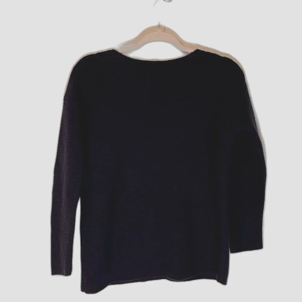 Talbots Petites Sweater M Navy Blue Lambswool Blnd Preppy Dark Academia Heritage - Picture 4 of 9